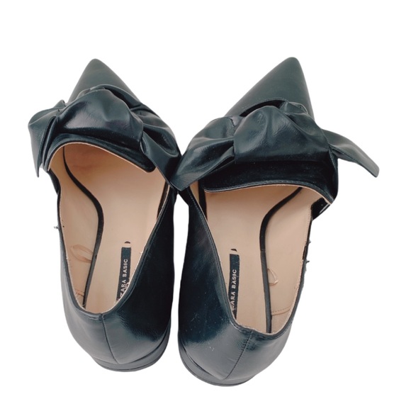 Zara Black Bow Top Flats - Picture 2 of 8